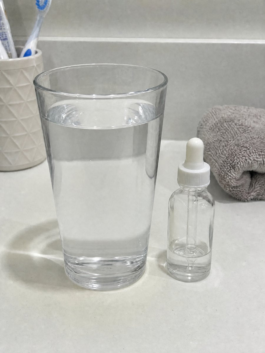 Filtered water with reagent: clear