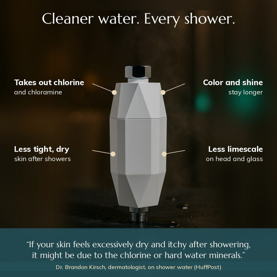 VATNARA: takes out chlorine and chloramine, less dry skin, color stays longer, less limescale